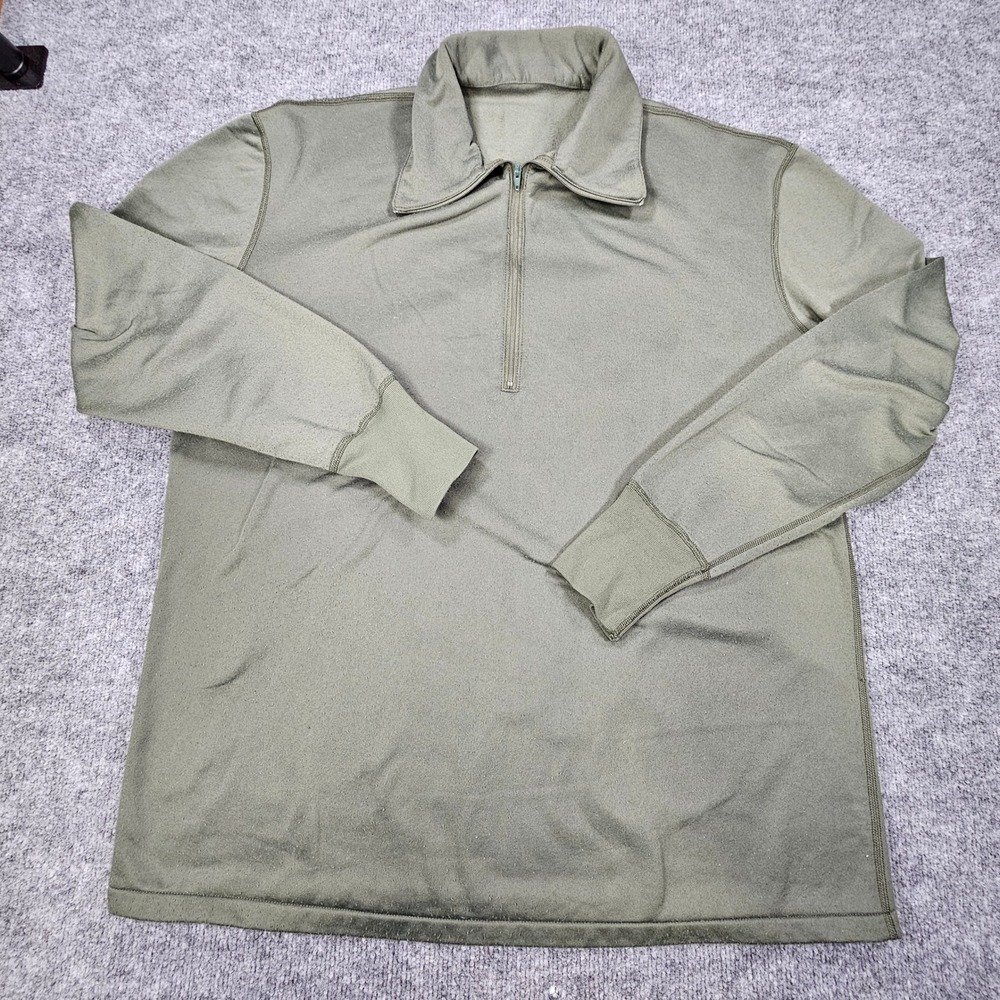 US Military Issue Olive Drab Fleece Lined 1/4 Zip Thermal Shirt Mens OD Green